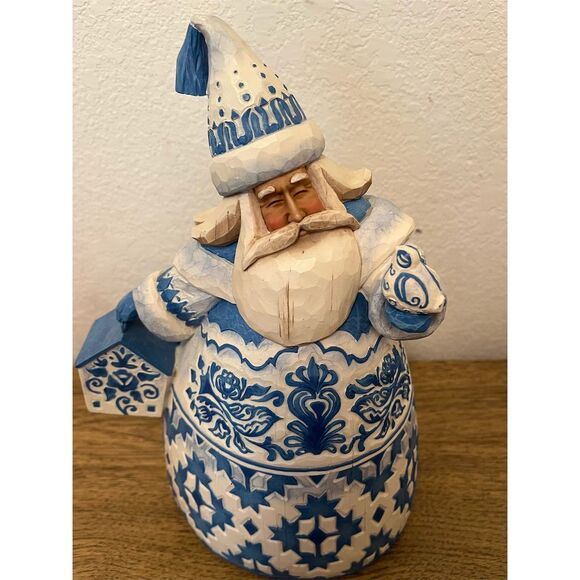 Jim Shore Heartwood Creek Blue Quilt Santa Claus Figurine Christmas Decor - Picture 2 of 10
